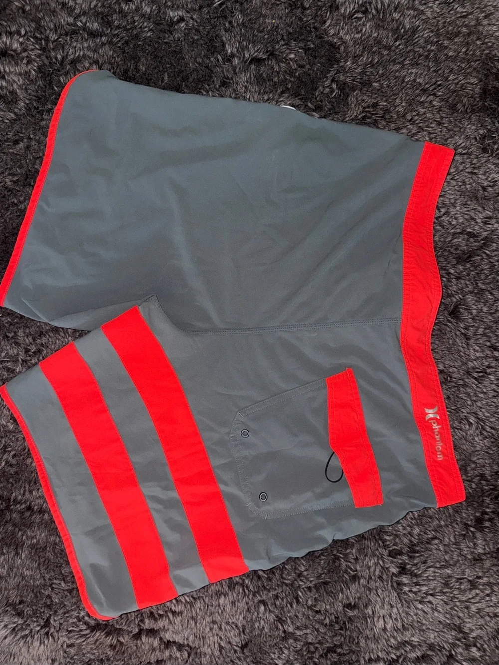 Hurley Gray Phantom Swim Trunks with Red Trim